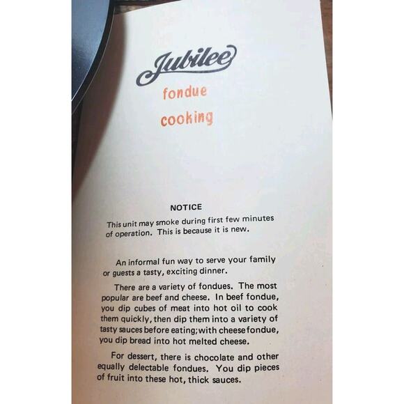 NEW Vintage Jubilee Electric MCM Fondue Set Retro Red Pot 4 Teak Handle Fork NOS - Picture 10 of 15